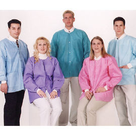 China Colored Disposable Fluid Resistant Lab Coat , SMS Nonwoven Clean Room Lab Coats  supplier