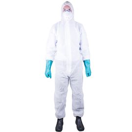 China Germ - Free Dust Proof Disposable Coverall Suit With Elastic Wrists / Front Zipper supplier