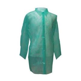 China Vsitor Waterproof Disposable Lab Coats Elastic / Knit Cuff 30-70gsm Weight supplier