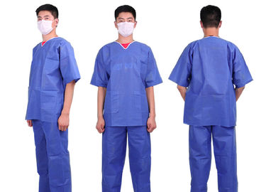 China Nonwoven Patient Surgical Disposable Scrub Suits Medical Patient Gowns V Or Round Neck supplier