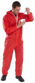 China Red Unisex Disposable Paint Suit Waterproof Non Toxic Breathable Customized Logo supplier